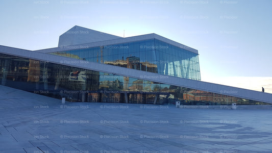 Exterior View of the Oslo Opera House Marble Terrace and Glass Façade