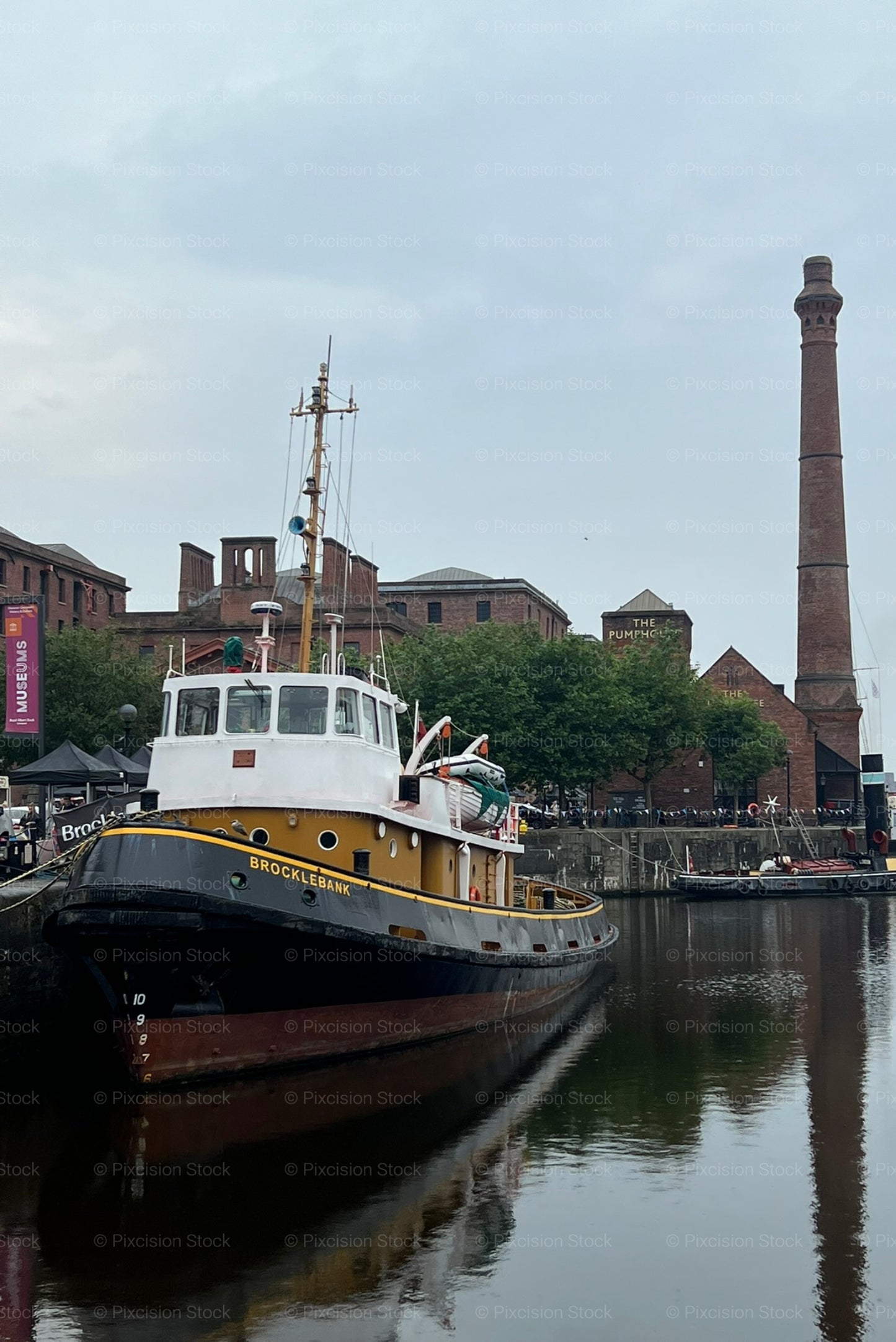Brocklebank Tugboat at Albert Dock Liverpool – Historic Maritime Heritage Stock Photo