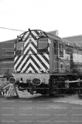 Front View of a Chevron-Patterned Shunter Locomotive (Monochrome)