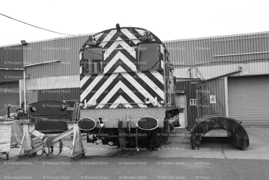 Diesel Shunter Engine Parked in a Railway Yard (Monochrome) - Stock Video