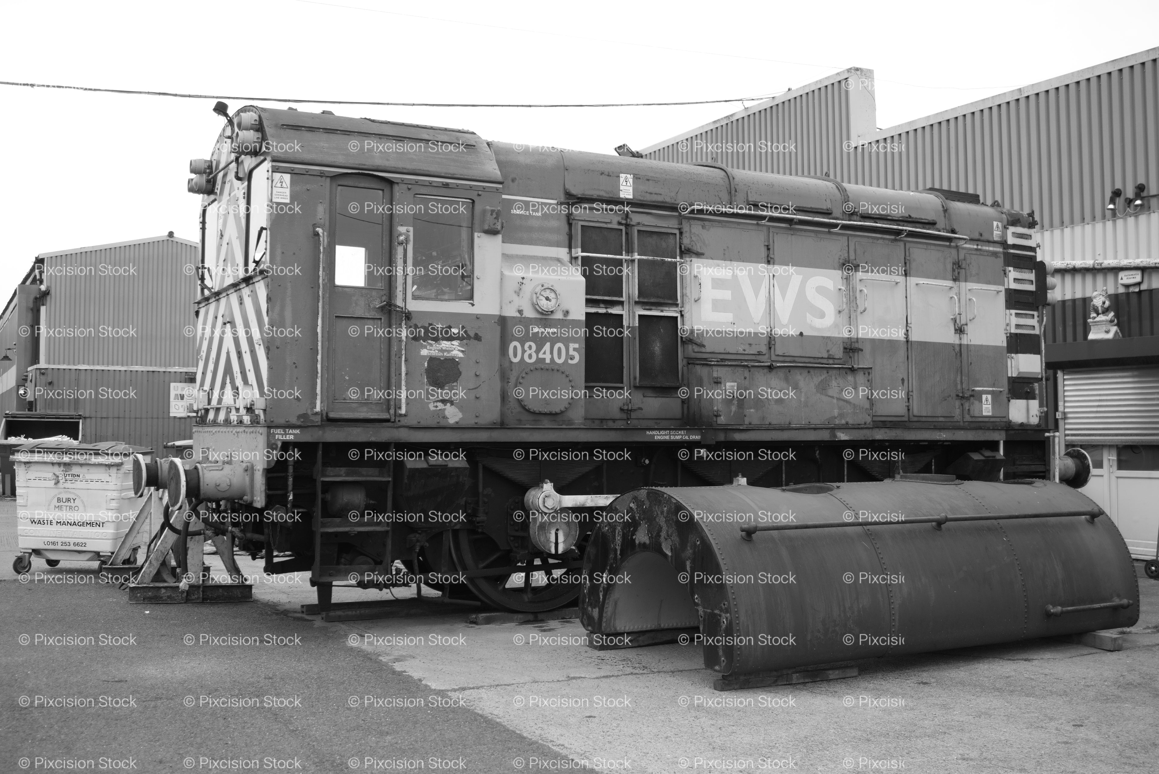 Side Profile of a Industrial Shunting Train (Monochrome)