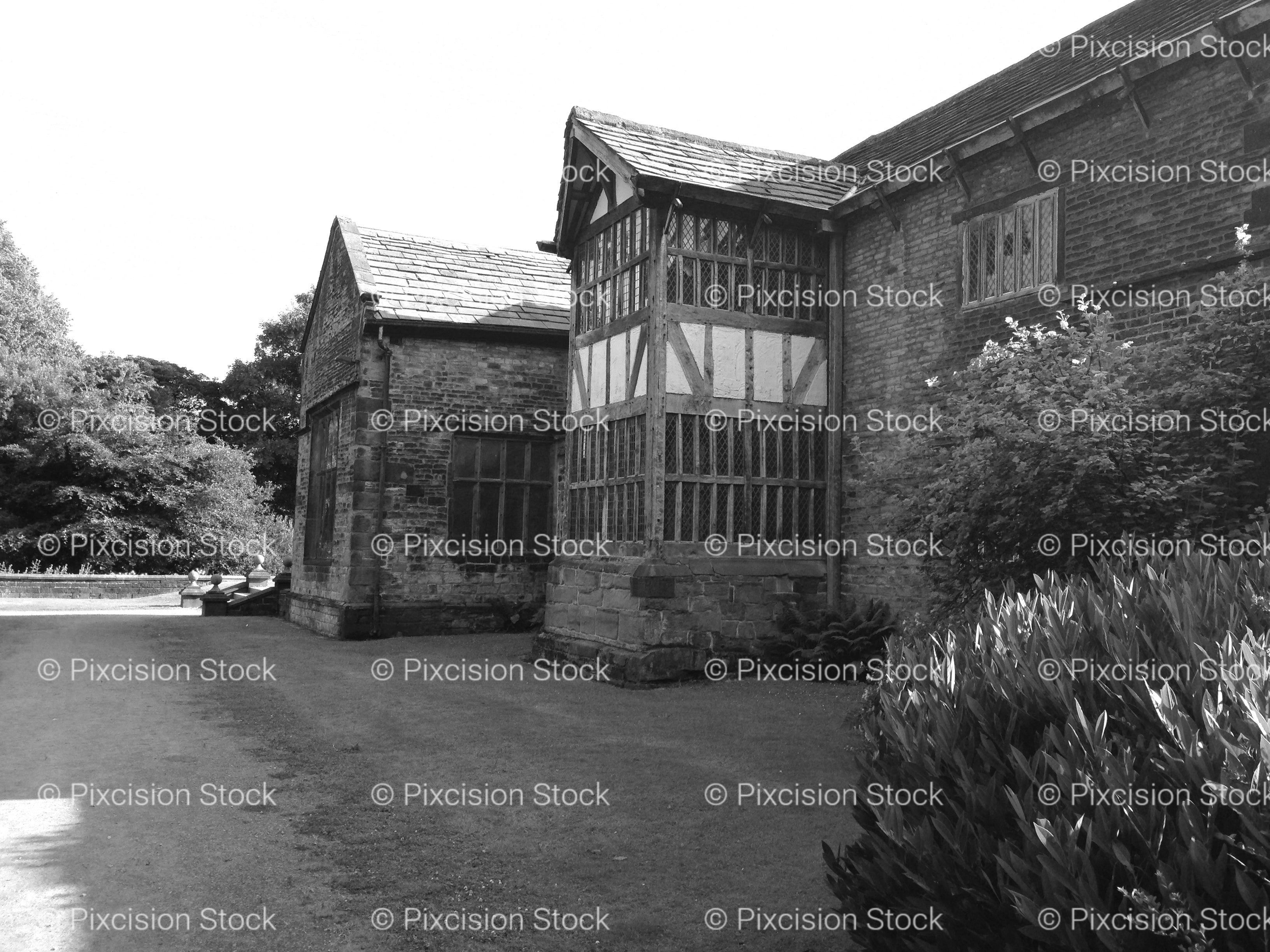 Exterior Architecture of Smithills Hall (Monochrome)