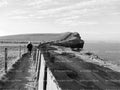 Walking Along a Coastal Cliff Path (Monochrome)
