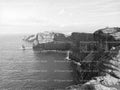 Dramatic Sea Cliffs Overlooking the Ocean (Monochrome)
