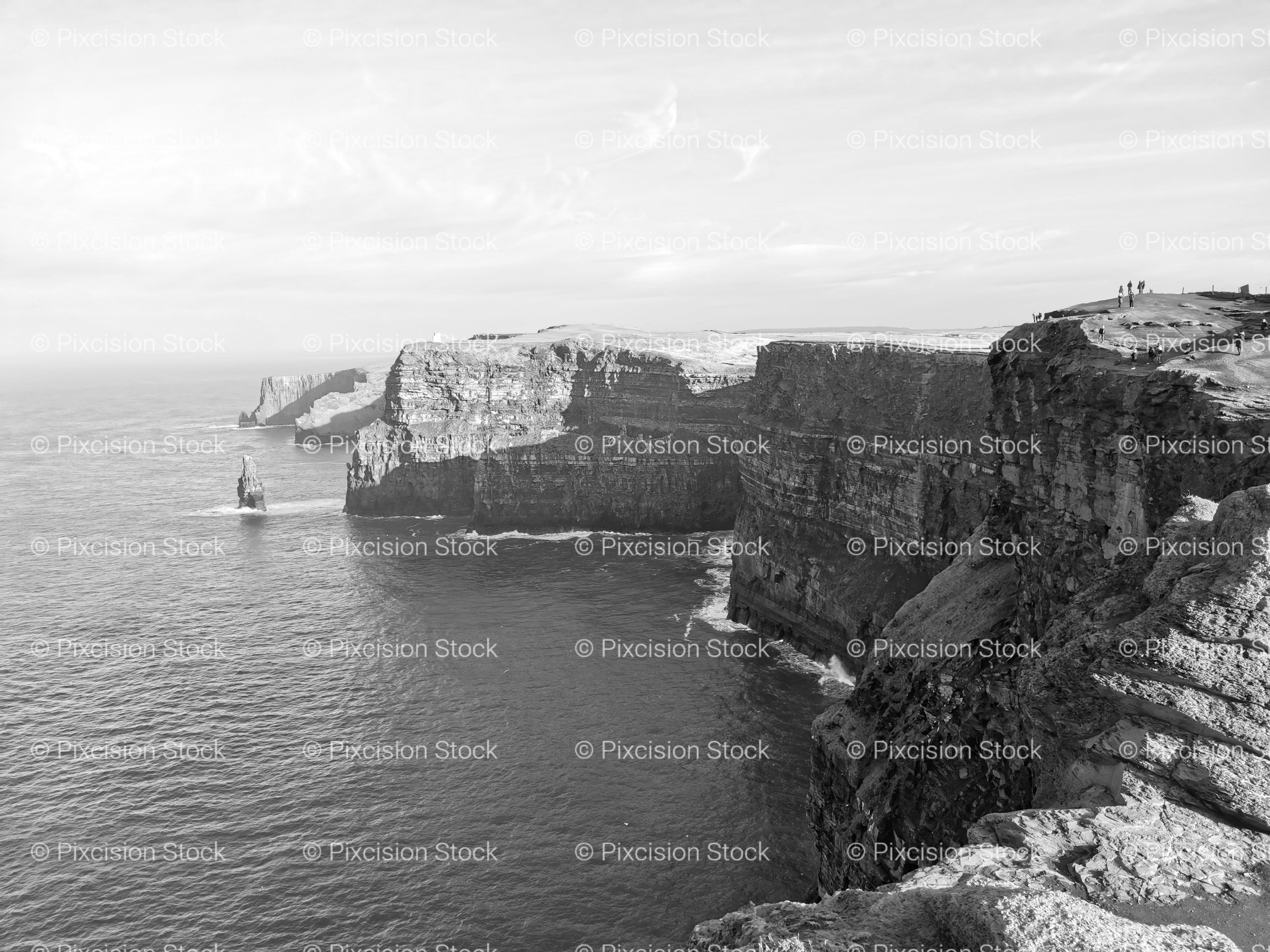 Dramatic Sea Cliffs Overlooking the Ocean (Monochrome)