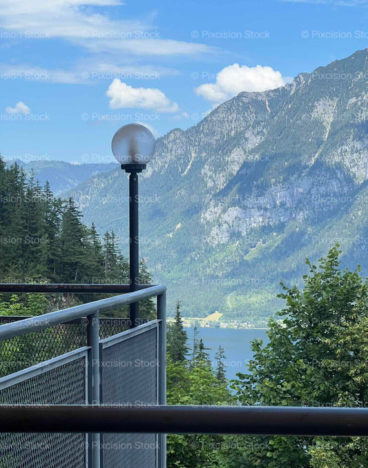 Hallstatt Alpine Valley Lake and Mountain View from Observation Point Austria Mobile Stock Photo