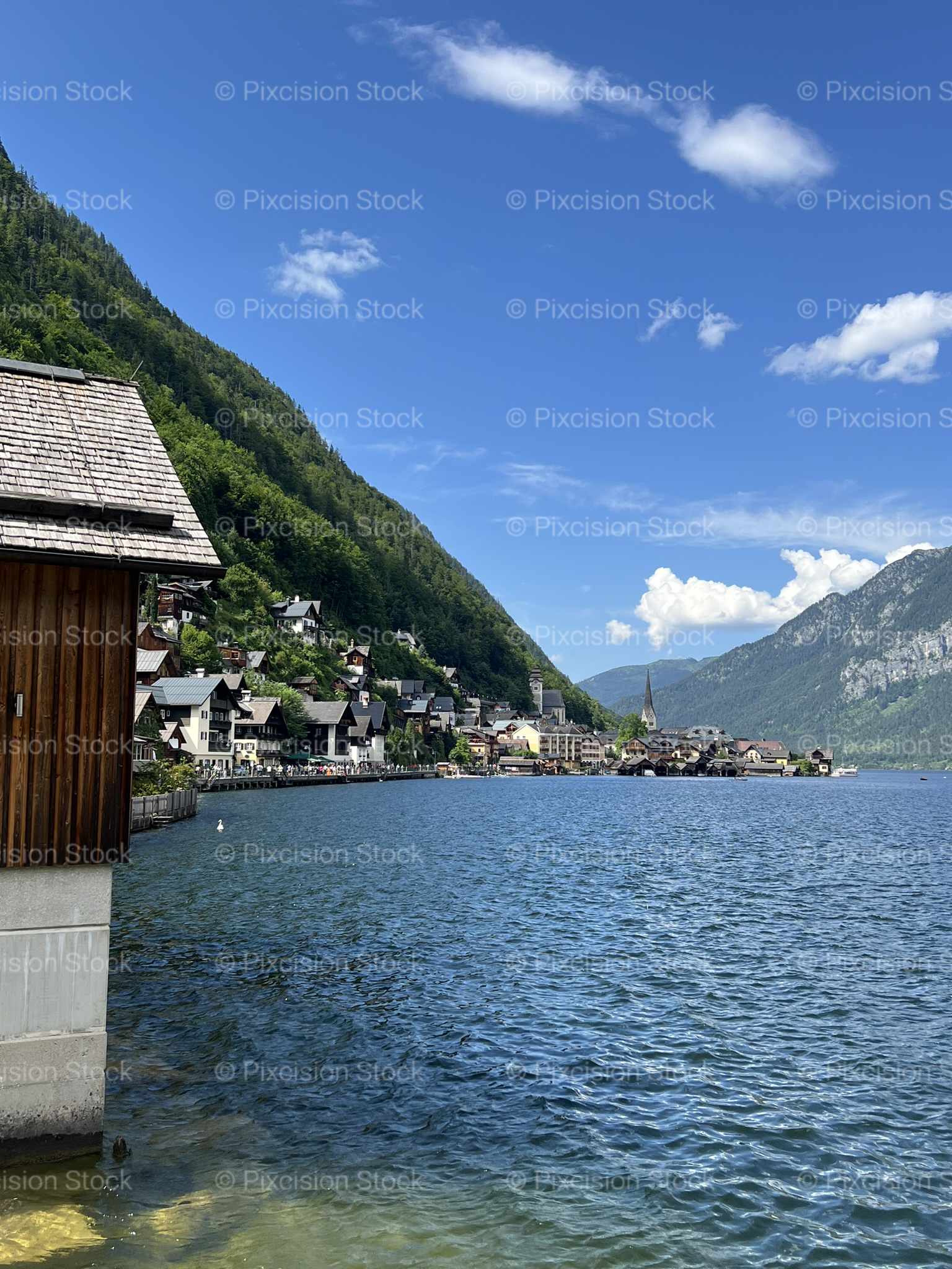 Hallstatt Village Lakeside View Hallstätter See Salzkammergut Austria Mobile Stock Photo