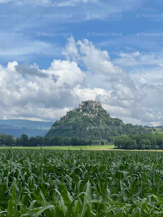 Burg Hochosterwitz Medieval Castle Rock Cornfield Carinthia Austria Mobile Stock Photo