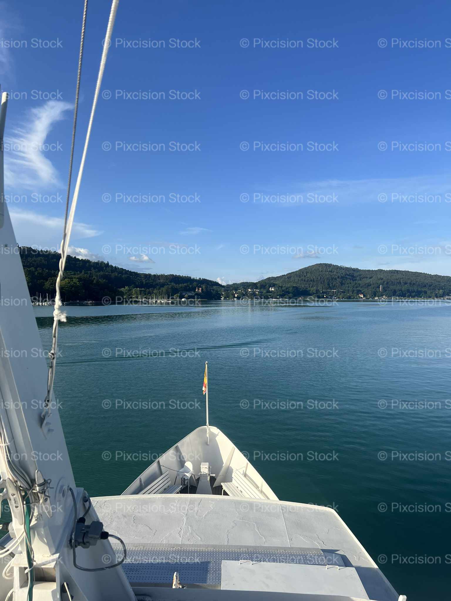 Alpine Lake Calm Water Reflection Wooded Hills Carinthia Austria Mobile Stock Photo