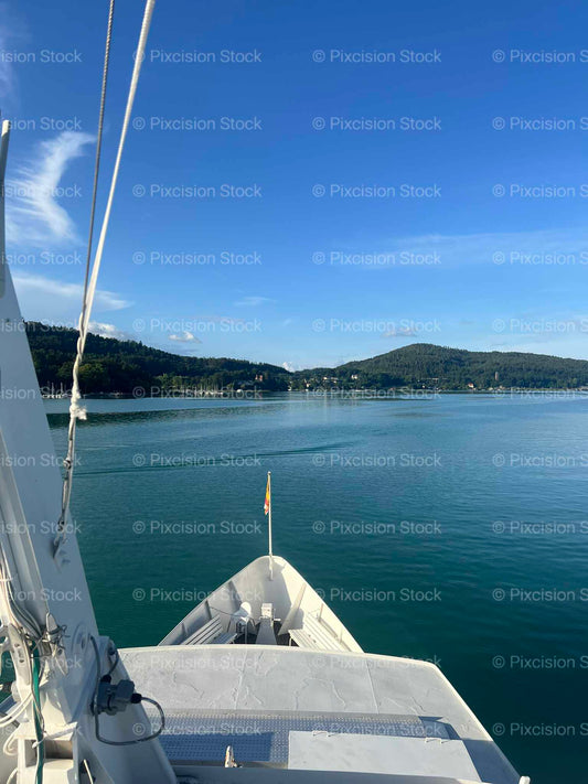 Alpine Lake Calm Water Reflection Wooded Hills Carinthia Austria Mobile Stock Photo