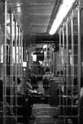 Interior Perspective of a Tram or Passenger Train Car (Monochrome)