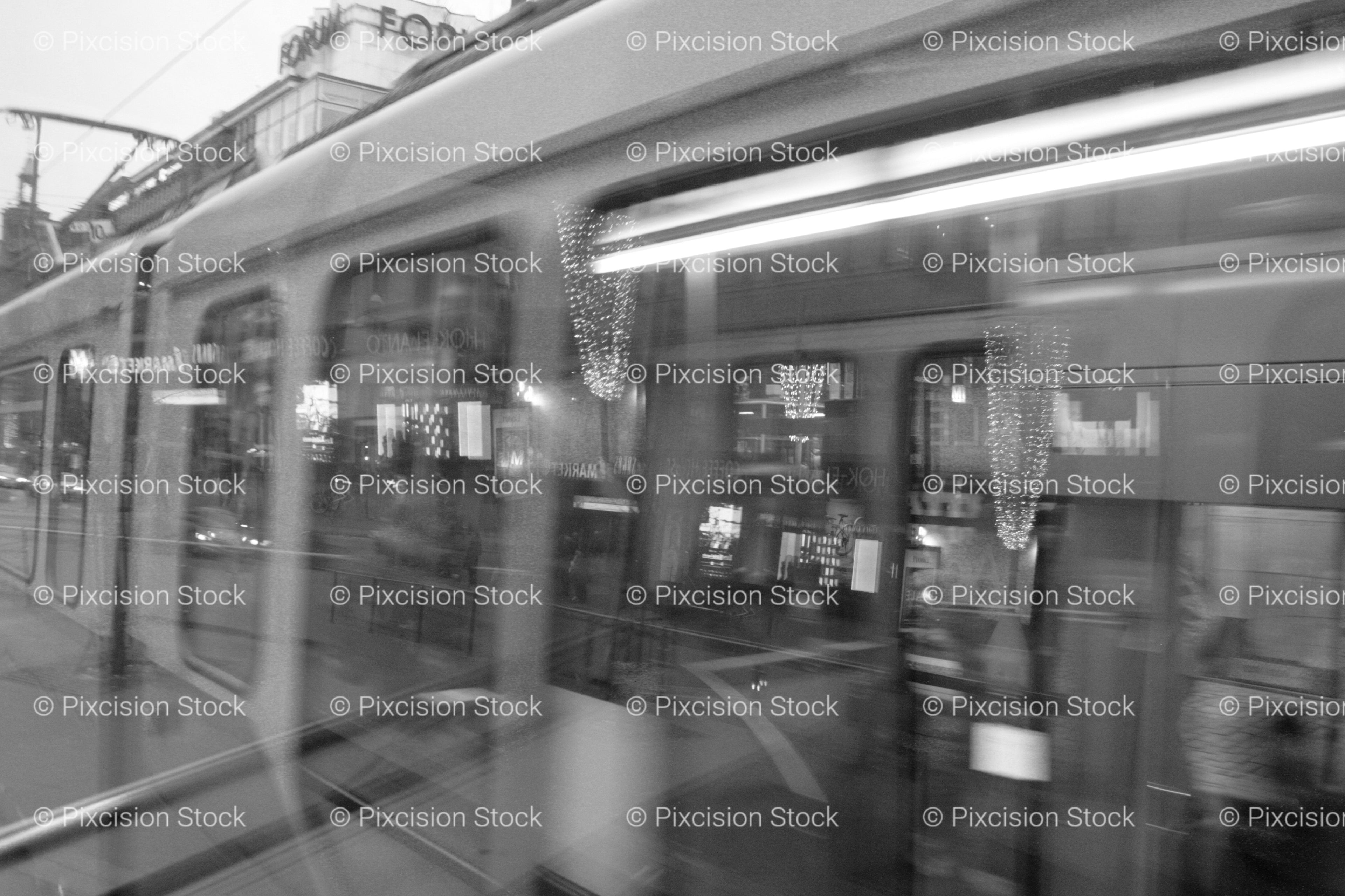 Blur Effect View of the Side of a Moving Tram or Train