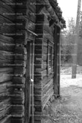 Exterior Profile of a Traditional Log Cabin (Monochrome)