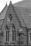 Triangular Roof Gable of an Old Stone Church (Monochrome)