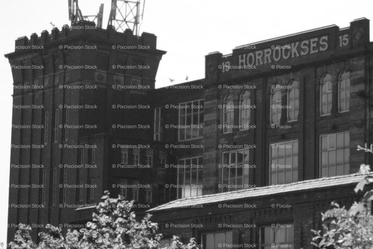 Large Multistory Industrial Brick Factory or Mill Building (Monochrome)