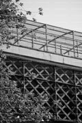 Detail View of Geometric Industrial Lattice Girders and Framework (Monochrome)