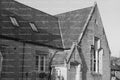 Side Elevation of a Historic Stone Building or Schoolhouse (Monochrome)