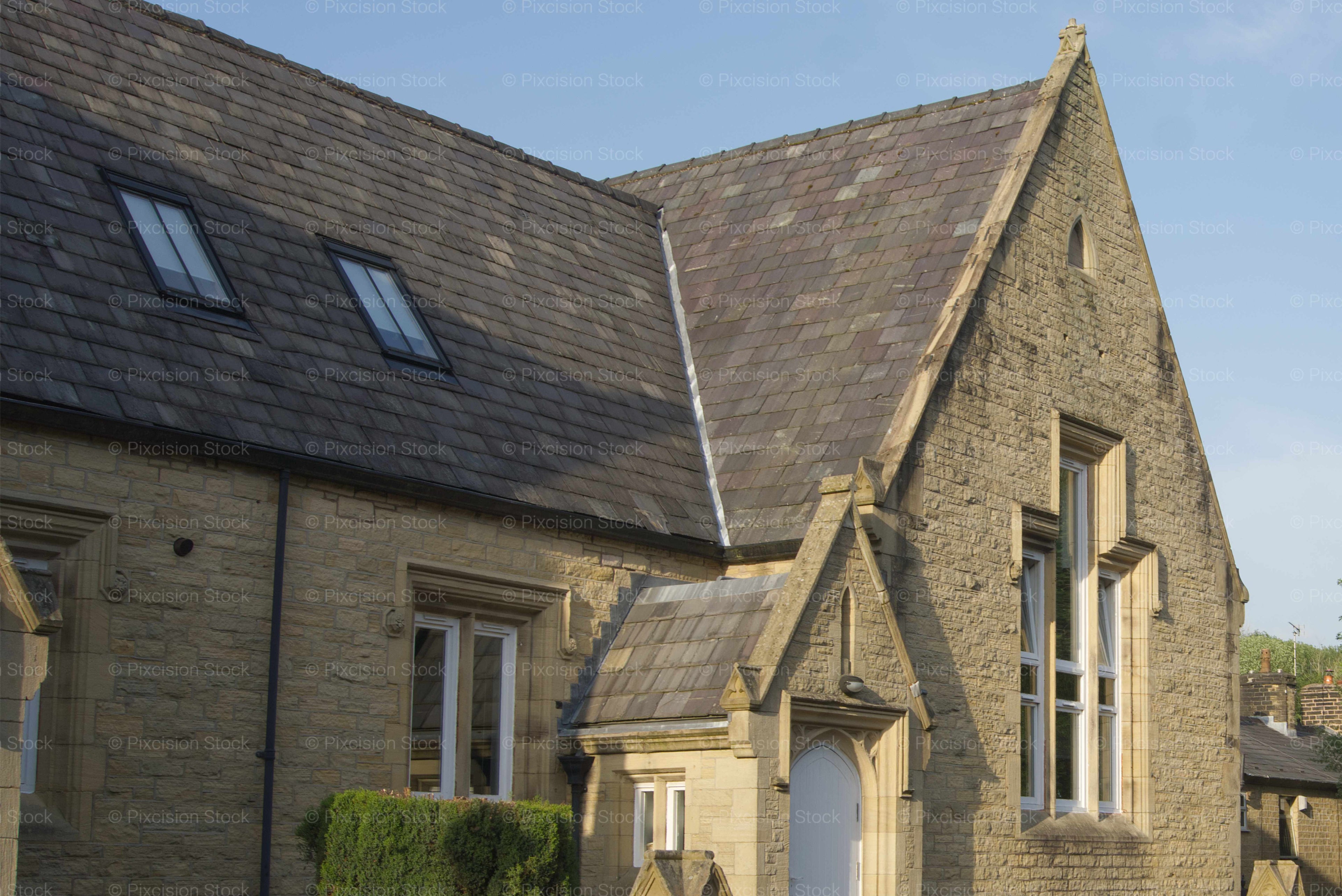 Side Elevation of a Historic Stone Building or Schoolhouse