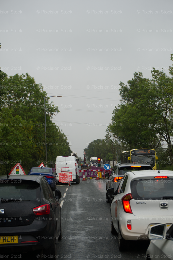 A6 Salford Road Traffic Gridlock Roadworks Package - Stock Image